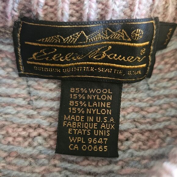 Vintage Eddie Bauer Fairy Kei Fair Isle Pink Wool Blend Sweater Size M - Picture 3 of 5